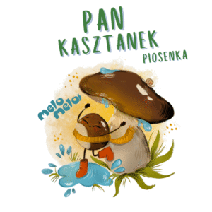 Okładka promująca piosenkę „Pan Kasztanek” na platformie melomelo.pl – radosna piosenka na jesienne występy dziecięce